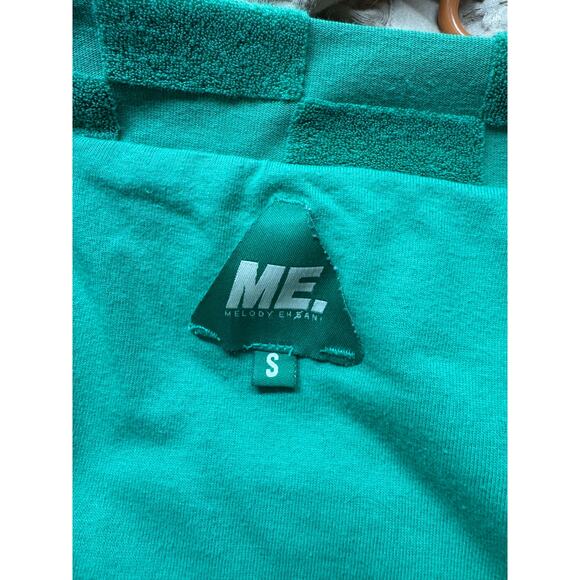 Melody Ehsani Womens Estelle Terrycloth Check Robe Kelly Green Size Small EUC - Picture 5 of 9